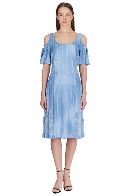 Платье из вискозы с кружевом ERMANNO SCERVINO - ИТАЛИЯ