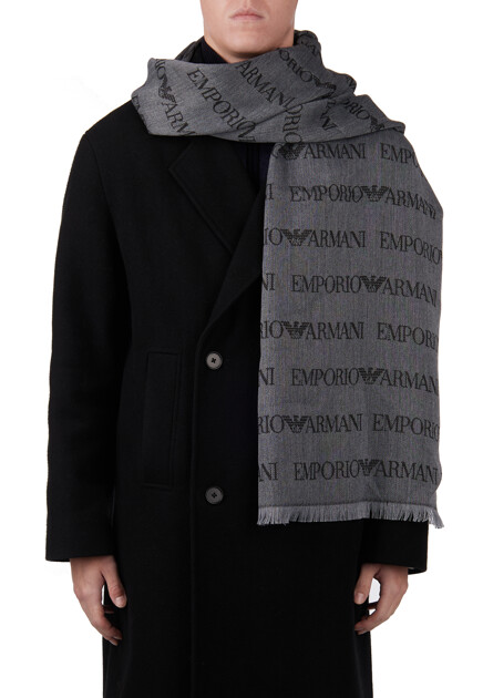 Шарф  цвета хаки EMPORIO ARMANI - ИТАЛИЯ