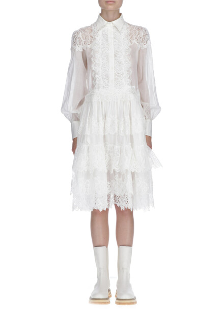 Платье-шемизье с флорентийским кружевом ERMANNO SCERVINO