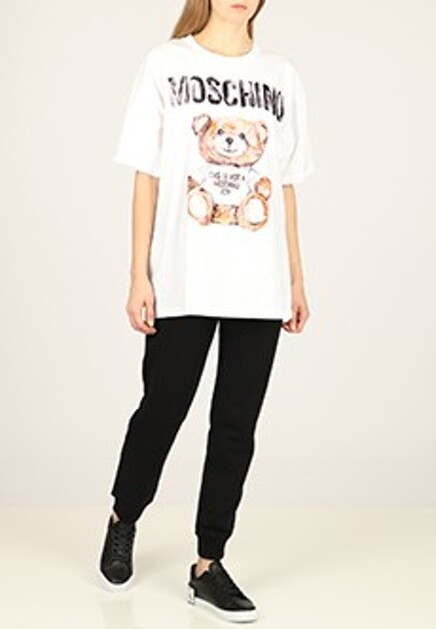 Удлиненная футболка с принтом Painted Teddy Bear MOSCHINO