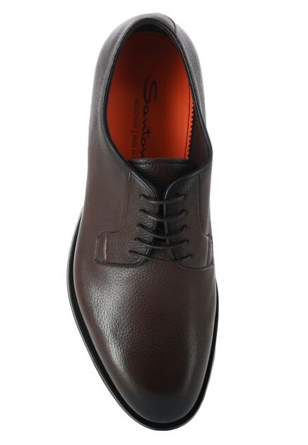 Дерби SANTONI  - Кожа - цвет коричневый