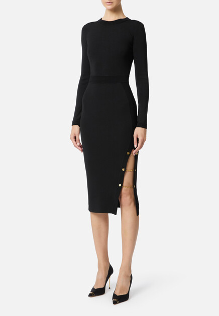Трикотажное платье с акцентным разрезом ELISABETTA FRANCHI - ИТАЛИЯ