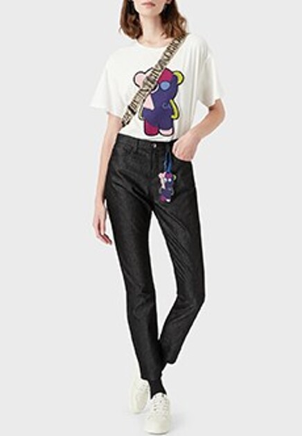 Футболка с нашивкой Manga Bear EMPORIO ARMANI