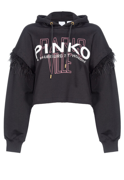 Укороченное худи из мерсеризованного хлопка с плюмажем PINKO