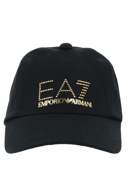 Черная бейсболка с золотым логотипом EA7
