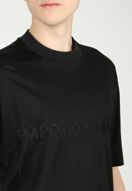 Футболка EMPORIO ARMANI  - Хлопок, Лиоцелл - цвет черный