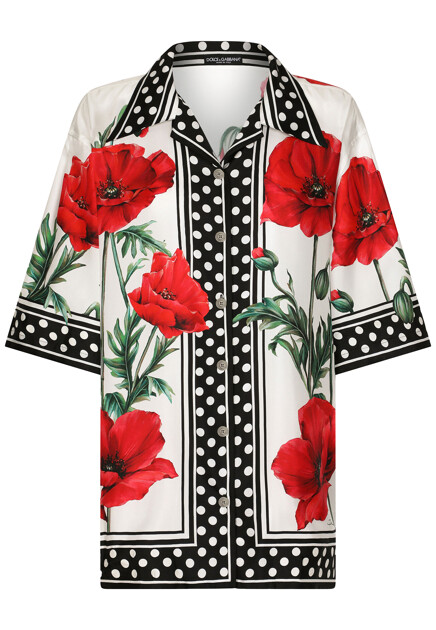 Рубашка из твила с комбинированным принтом Happy Garden DOLCE&GABBANA