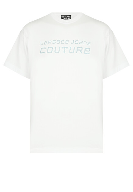 Футболка с логотипом из мелких страз VERSACE JEANS COUTURE
