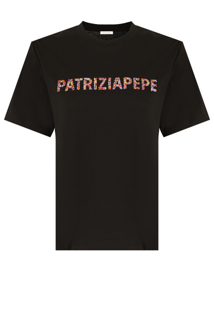 Футболка с логотипом из страз PATRIZIA PEPE