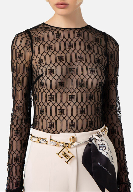 Лонгслив ELISABETTA FRANCHI  - Полиамид - цвет черный