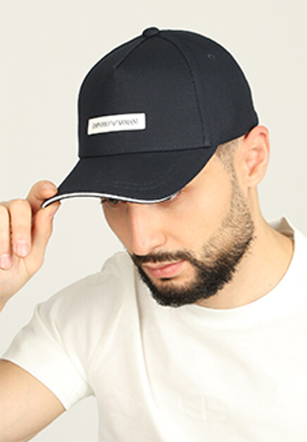 Хлопковая бейсболка с логотипом  EMPORIO ARMANI