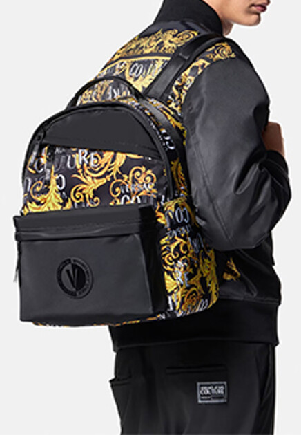 Рюкзак с фирменным принтом VERSACE JEANS COUTURE