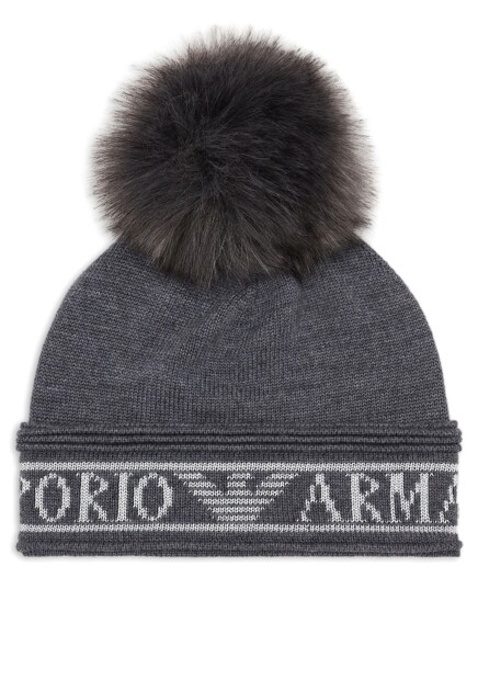 Шерстяная шапка с помпоном EMPORIO ARMANI