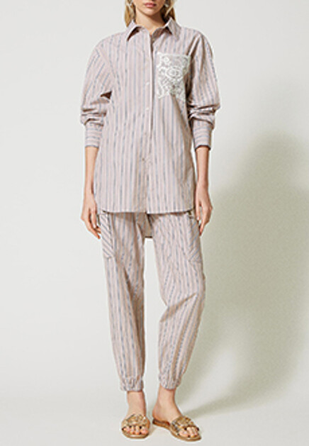 Рубашка с логотипом из кружева TWINSET Milano