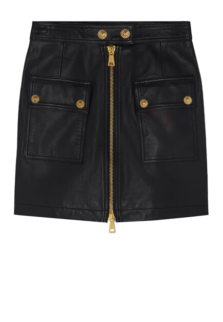 Мини-юбка из экокожи с фурнитурой V-Emblem VERSACE JEANS COUTURE