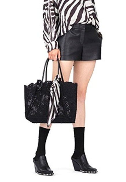 Сумка-тоут кружевная с логотипом ERMANNO SCERVINO