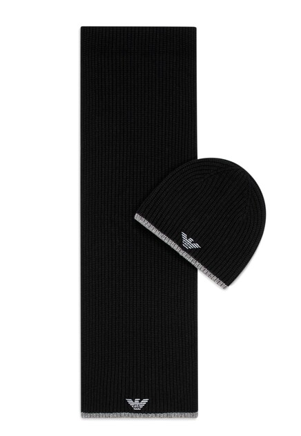 Черный комплект из шапки и шарфа EMPORIO ARMANI