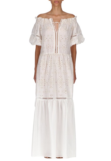 Длиное платье с открытыми плечами ERMANNO SCERVINO