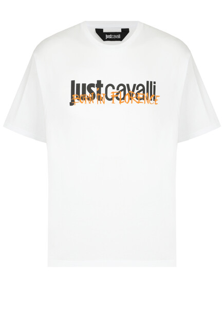Хлопковая футболка с графичным лого-принтом JUST CAVALLI