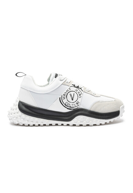 Белые кроссовки с замшевыми вставками VERSACE JEANS COUTURE