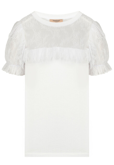 Футболка с ажурным кружевом TWINSET Milano