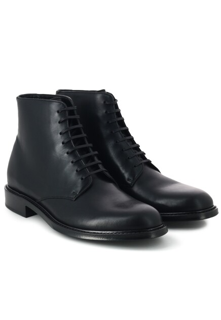 Высокие кожаные ботинки на шнуровке  SAINT LAURENT - ФРАНЦИЯ