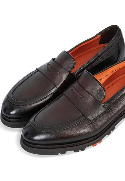 Лоферы SANTONI  - Кожа - цвет коричневый