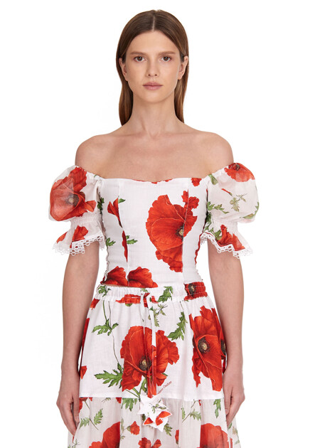 Топ POSITANO COUTURE BY BLITZ  - Хлопок, Лён - цвет красный