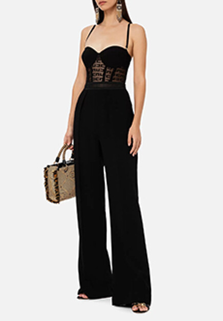 Комбинезон с кружевным логотипом ELISABETTA FRANCHI