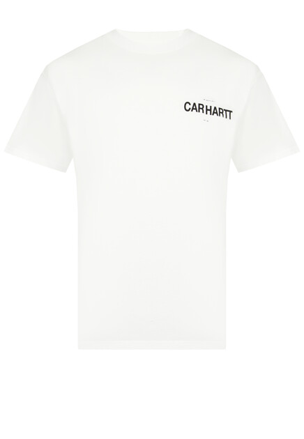 Футболка из хлопка с текстовым принтом на спине CARHARTT WIP