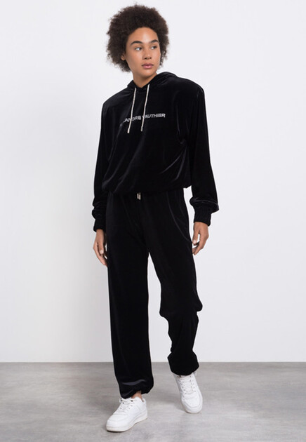 Бархатное худи с логотипом из страз ALEXANDRE VAUTHIER - ФРАНЦИЯ
