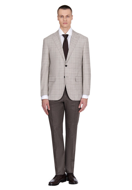Пиджак из костюмной шерсти с принтом в клетку CORNELIANI - ИТАЛИЯ