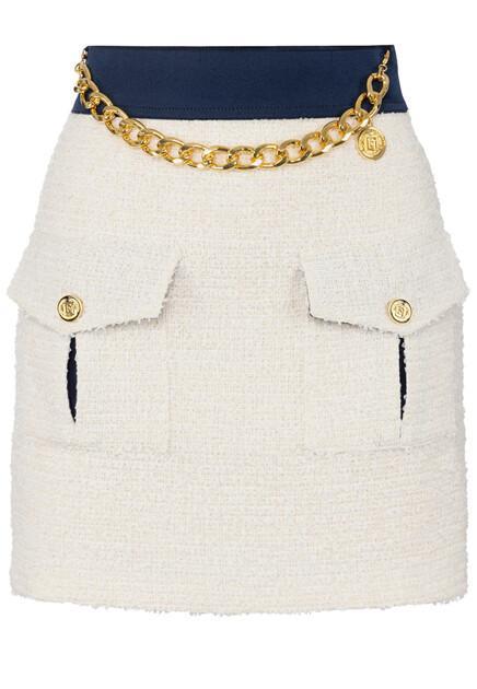 Мини-юбка из твида с карманами ELISABETTA FRANCHI