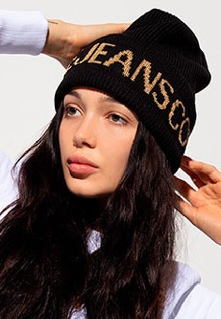 Шапка черная с логотипом VERSACE JEANS COUTURE