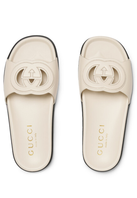 Шлепанцы GUCCI  - Кожа - цвет белый