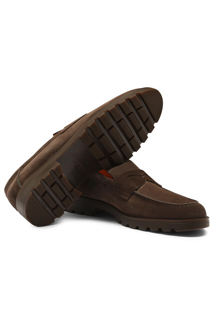 Лоферы SANTONI  - Замша - цвет коричневый