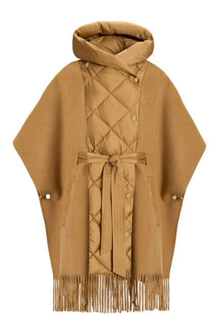 Шерстяная накидка со стегаными вставками LUISA SPAGNOLI
