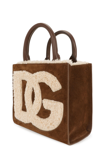 Мини-шоппер DG Daily из замши и искусственного меха с логотипом DG DOLCE&GABBANA - ИТАЛИЯ