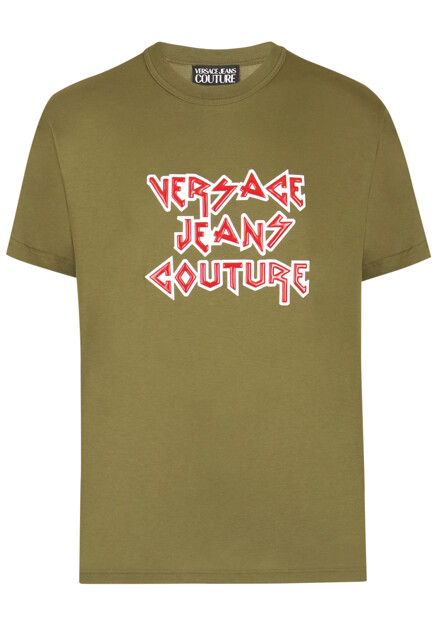 Зеленая футболка с логотипом VERSACE JEANS COUTURE