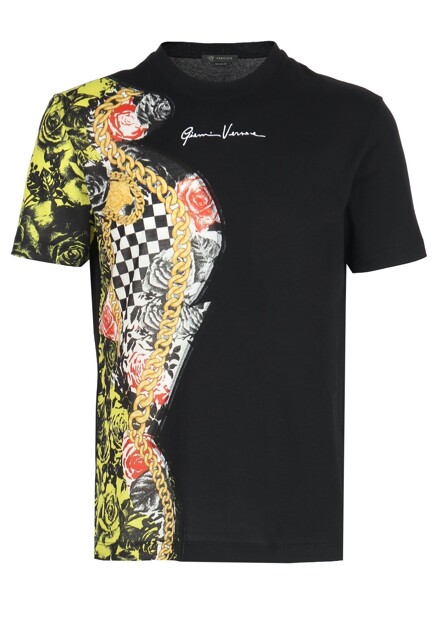 Принтованная футболка из смесового хлопка VERSACE