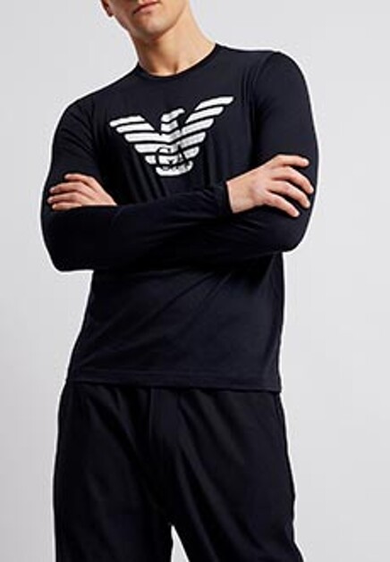 Голубой лонгслив EMPORIO ARMANI