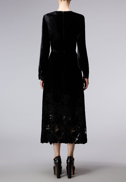 Бархатное платье с кружевными вставками ELIE SAAB - ЛИВАН
