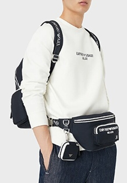 Синяя поясная сумка EMPORIO ARMANI