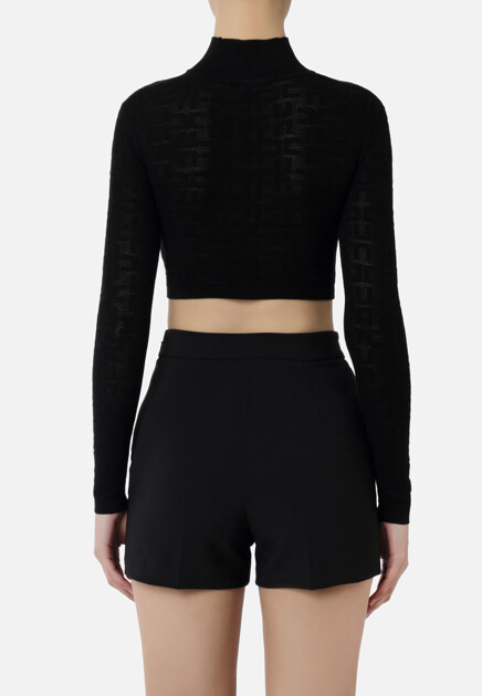 Укороченный топ из вискозы ажурной вязки ELISABETTA FRANCHI - ИТАЛИЯ