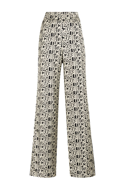 Брюки из шелка с логотипом ROBERTO CAVALLI
