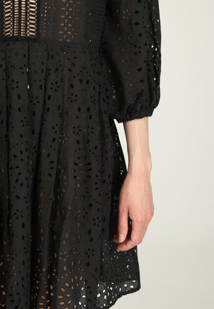 Хлопковое платье с вышивкой кроше ERMANNO SCERVINO