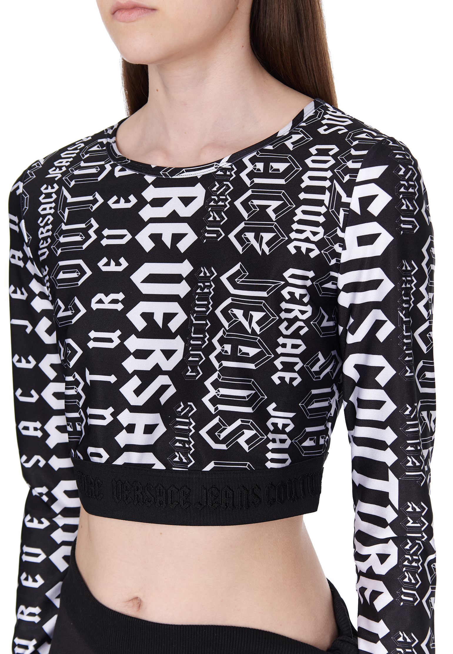 Кроп-топ с логотипированным принтом  VERSACE JEANS COUTURE - ИТАЛИЯ