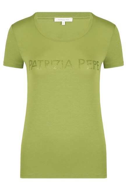Футболка из вискозы со стразами PATRIZIA PEPE