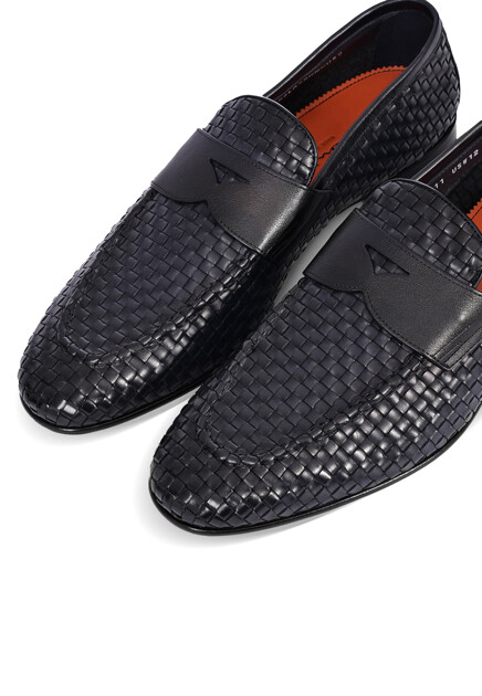 Лоферы SANTONI  - Кожа - цвет синий
