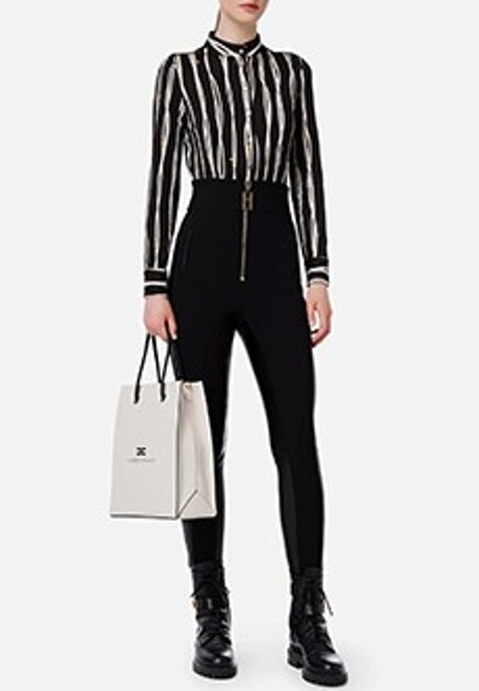 Облегающие брюки с вставками из экокожи ELISABETTA FRANCHI